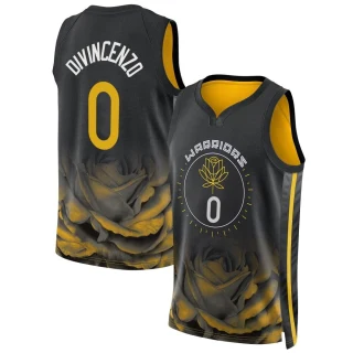 Youth Donte DiVincenzo Golden State Warriors Gold Swingman Black 2022/23 City Edition Jersey
