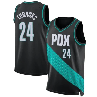 Youth Drew Eubanks Portland Trail Blazers Black Swingman 2022/23 City Edition Jersey