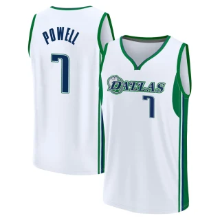 Youth Dwight Powell Dallas Mavericks White Fast Break 2021/22 Replica City Edition Jersey