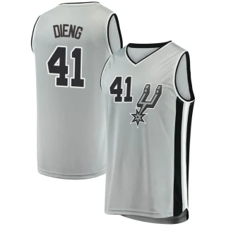 Youth Gorgui Dieng San Antonio Spurs Fast Break Silver Jersey - Statement Edition