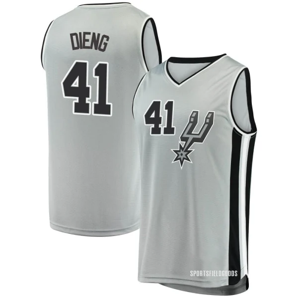 Youth Gorgui Dieng San Antonio Spurs Fast Break Silver Jersey - Statement Edition
