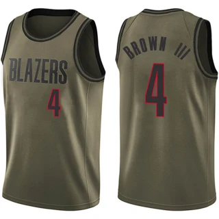 Youth Greg Brown III Portland Trail Blazers Green Swingman Salute to Service Jersey
