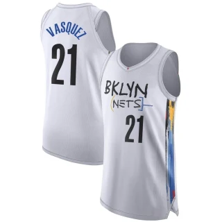 Youth Greivis Vasquez Brooklyn Nets White Authentic 2022/23 City Edition Jersey