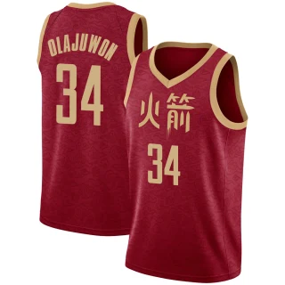 Youth Hakeem Olajuwon Houston Rockets Red Swingman 2018/19 Jersey - City Edition