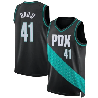 Youth Ibou Badji Portland Trail Blazers Black Swingman 2022/23 City Edition Jersey