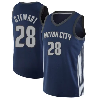 Youth Isaiah Stewart Detroit Pistons Navy Swingman Jersey - City Edition