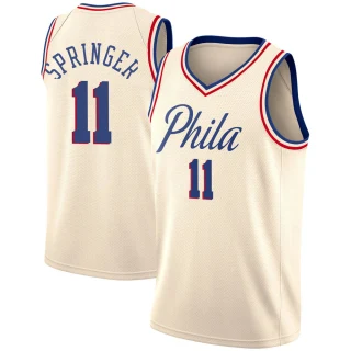 Youth Jaden Springer Philadelphia 76ers Cream Swingman Jersey - City Edition