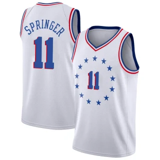Youth Jaden Springer Philadelphia 76ers White Swingman 2018/19 Jersey - Earned Edition