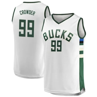 Youth Jae Crowder Milwaukee Bucks White Fast Break Jersey - Association Edition