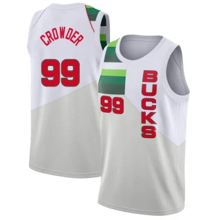 Youth Jae Crowder Milwaukee Bucks White Swingman 2018/19 Jersey - Earned Edition