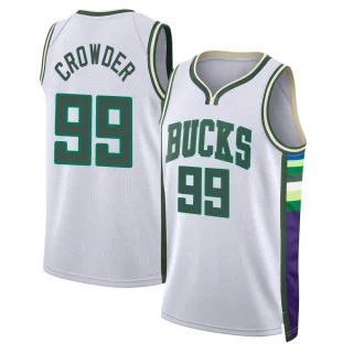 Youth Jae Crowder Milwaukee Bucks White Swingman 2021/22 City Edition Jersey