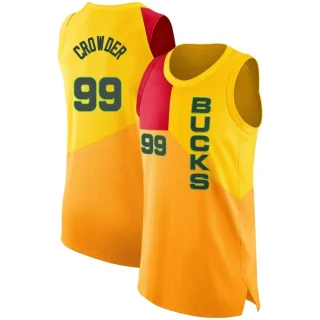 Youth Jae Crowder Milwaukee Bucks Yellow Swingman 2018/19 Jersey - City Edition