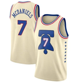 Youth Jalen McDaniels Philadelphia 76ers Cream Swingman 2020/21 Jersey - Earned Edition