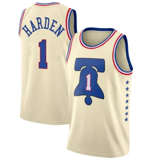Youth James Harden Philadelphia 76ers Cream Swingman 2020/21 Jersey - Earned Edition