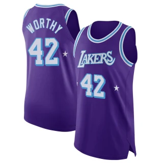 Youth James Worthy Los Angeles Lakers Purple Authentic 2021/22 Jersey - City Edition