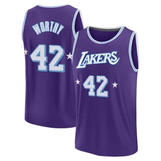 Youth James Worthy Los Angeles Lakers Purple Fast Break 2021/22 Replica City Edition Jersey