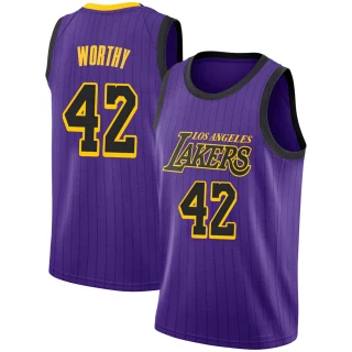 Youth James Worthy Los Angeles Lakers Purple Swingman 2018/19 Jersey - City Edition
