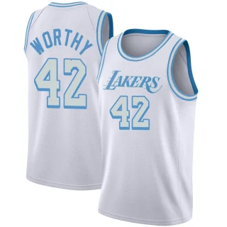 Youth James Worthy Los Angeles Lakers White Swingman 2020/21 Jersey - City Edition