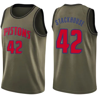 Youth Jerry Stackhouse Detroit Pistons Green Swingman Salute to Service Jersey