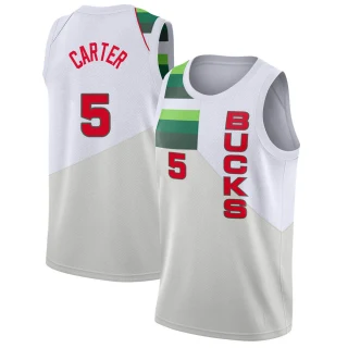 Youth Jevon Carter Milwaukee Bucks White Swingman 2018/19 Jersey - Earned Edition