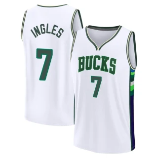 Youth Joe Ingles Milwaukee Bucks White Fast Break 2021/22 Replica City Edition Jersey