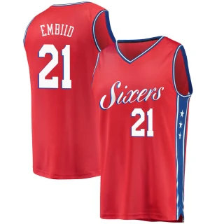 Youth Joel Embiid Philadelphia 76ers Red Fast Break Jersey - Statement Edition