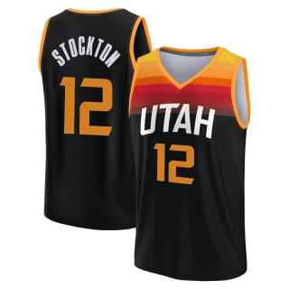 Youth John Stockton Utah Jazz Black Fast Break 2021/22 Replica City Edition Jersey