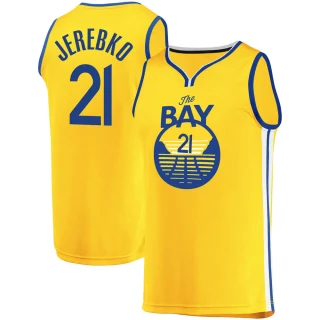 Youth Jonas Jerebko Golden State Warriors Gold Fast Break 2019/20 Jersey - Statement Edition