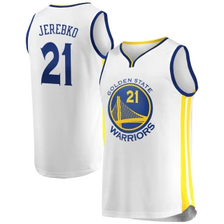 Youth Jonas Jerebko Golden State Warriors Gold Fast Break White Jersey - Association Edition