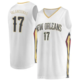Youth Jonas Valanciunas New Orleans Pelicans White Fast Break Jersey - Association Edition