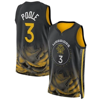 Youth Jordan Poole Golden State Warriors Gold Swingman Black 2022/23 City Edition Jersey
