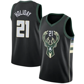 Youth Jrue Holiday Milwaukee Bucks Black Swingman Jersey - Statement Edition