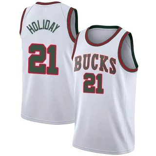 Youth Jrue Holiday Milwaukee Bucks White Swingman Fashion Hardwood Classics Jersey