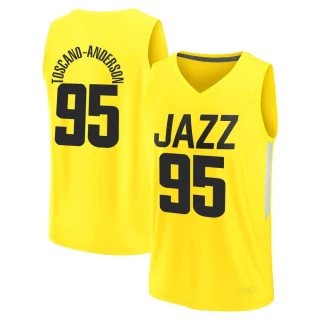 Youth Juan Toscano-Anderson Utah Jazz Yellow Fast Break 2022/23 City Edition Jersey