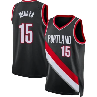 Youth Justin Minaya Portland Trail Blazers Black Swingman 2021/22 Diamond Icon Edition Jersey