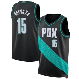 Youth Justin Minaya Portland Trail Blazers Black Swingman 2022/23 City Edition Jersey
