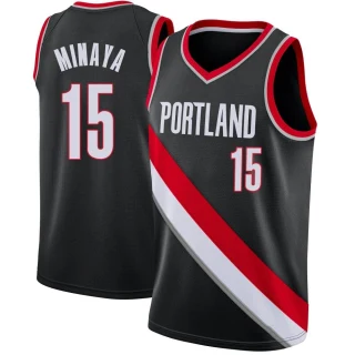 Youth Justin Minaya Portland Trail Blazers Black Swingman Jersey - Icon Edition
