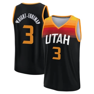 Youth Justin Wright-Foreman Utah Jazz Black Fast Break 2021/22 Replica City Edition Jersey