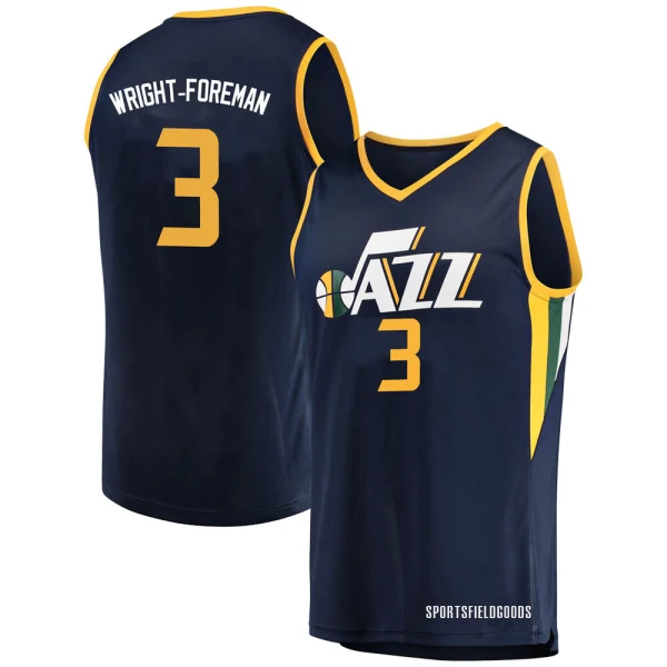 Youth Justin Wright-Foreman Utah Jazz Navy Fast Break Jersey - Icon Edition