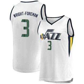 Youth Justin Wright-Foreman Utah Jazz White Fast Break Jersey - Association Edition