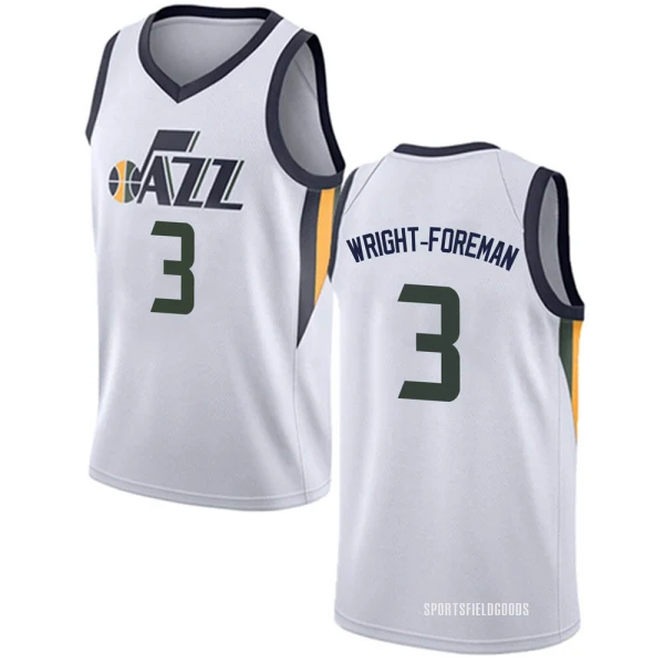 Youth Justin Wright-Foreman Utah Jazz White Swingman Jersey - Association Edition