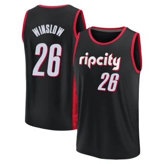 Youth Justise Winslow Portland Trail Blazers Black Fast Break 2021/22 Replica City Edition Jersey