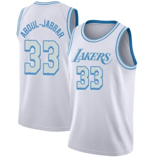 Youth Kareem Abdul-Jabbar Los Angeles Lakers White Swingman 2020/21 Jersey - City Edition