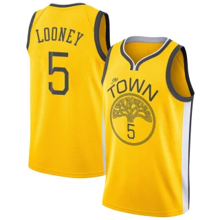 Youth Kevon Looney Golden State Warriors Gold Swingman Yellow 2018/19 Jersey - Earned Edition