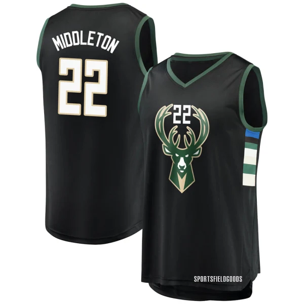 Youth Khris Middleton Milwaukee Bucks Black Fast Break Jersey - Statement Edition