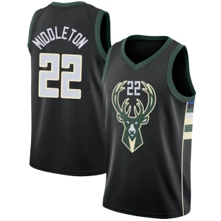 Youth Khris Middleton Milwaukee Bucks Black Swingman Jersey - Statement Edition
