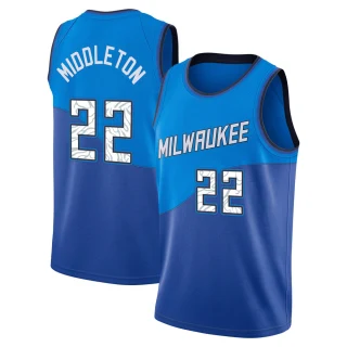 Youth Khris Middleton Milwaukee Bucks Blue Swingman 2020/21 Jersey - City Edition
