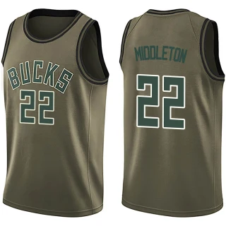 Youth Khris Middleton Milwaukee Bucks Green Swingman Salute to Service Jersey