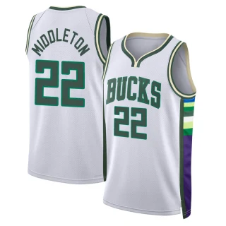 Youth Khris Middleton Milwaukee Bucks White Swingman 2021/22 City Edition Jersey