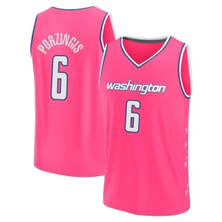 Youth Kristaps Porzingis Washington Wizards Pink Fast Break 2022/23 City Edition Jersey